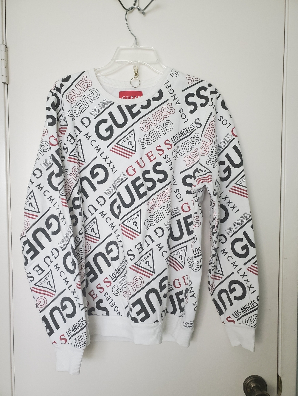 Guess Los Angeles Women's White Crew Neck Spellout Sweatshirt Street Y2K Sz M